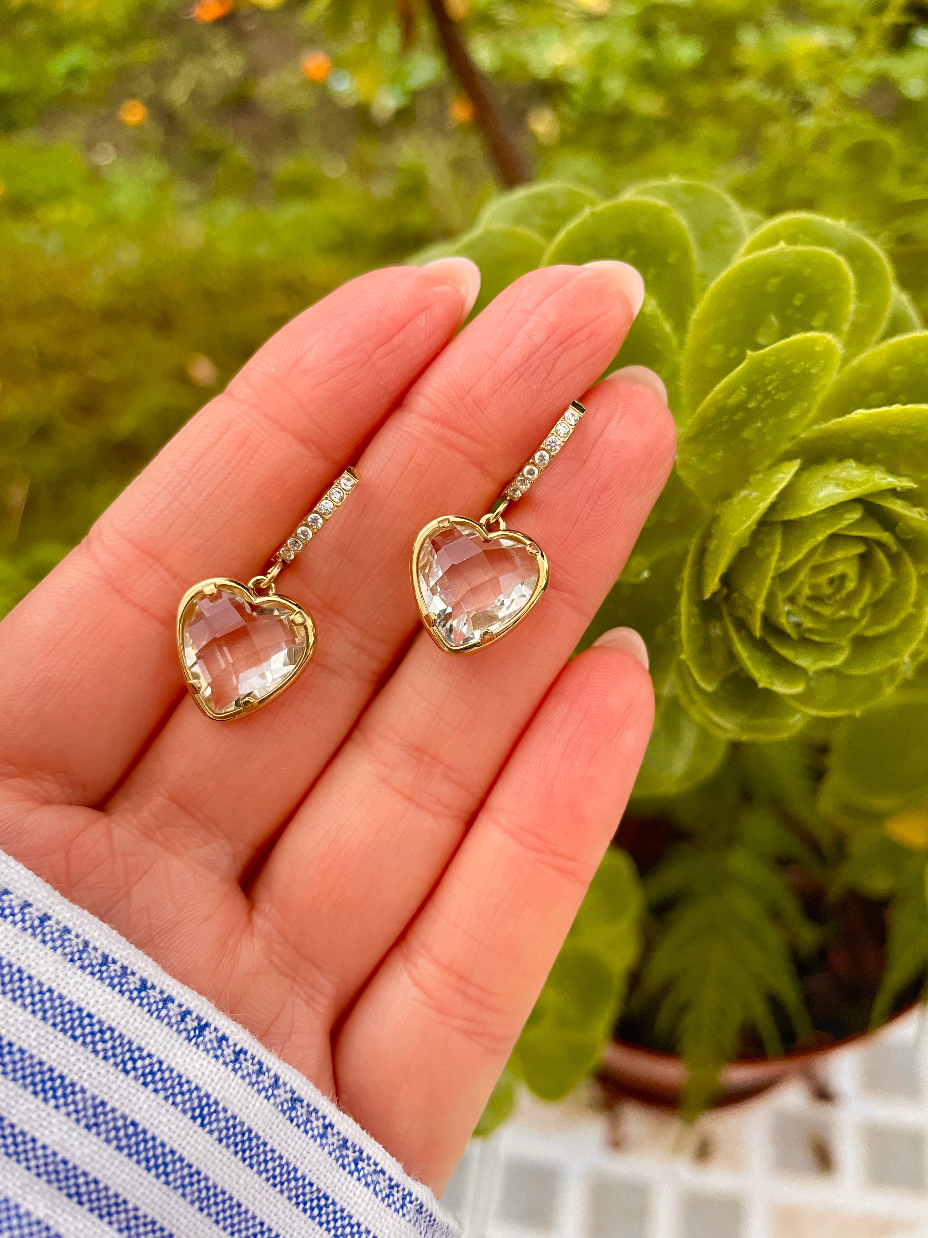 Argolas coração de cristal