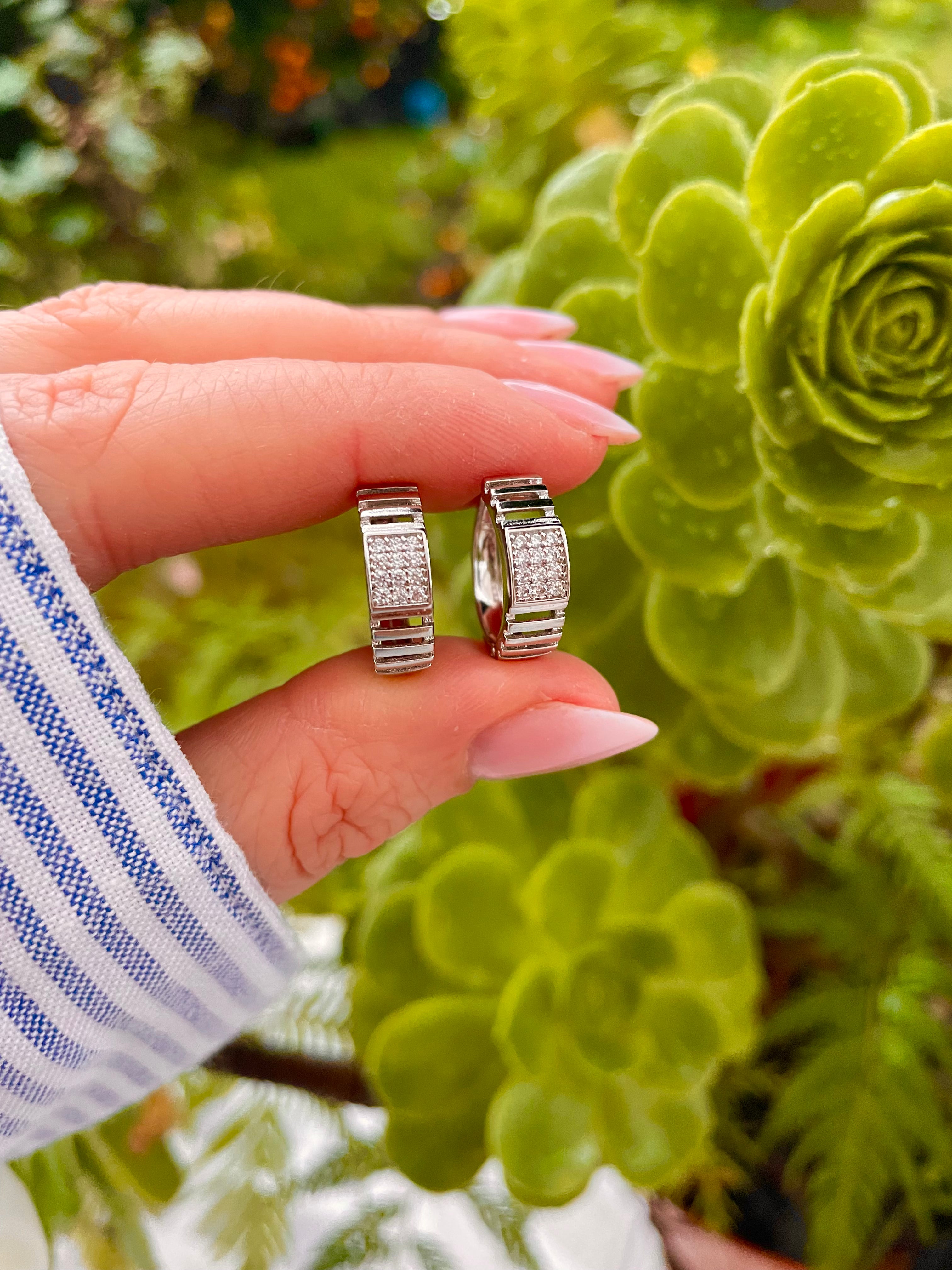 Argolas prateadas com brilhos