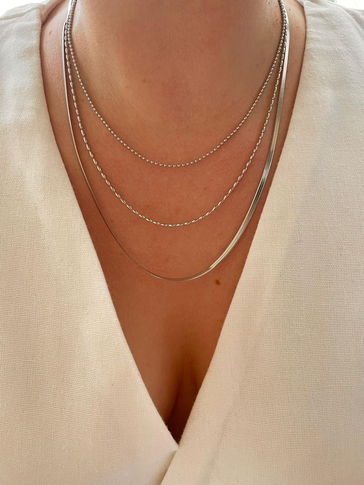 Colar Triplo Prateado