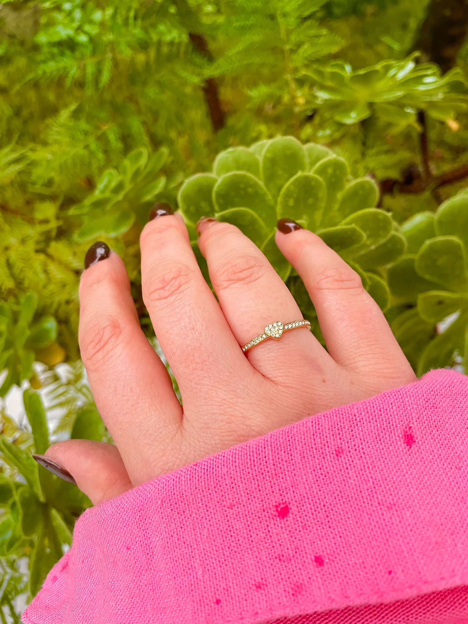 Anel Ajustável coração com brilhos