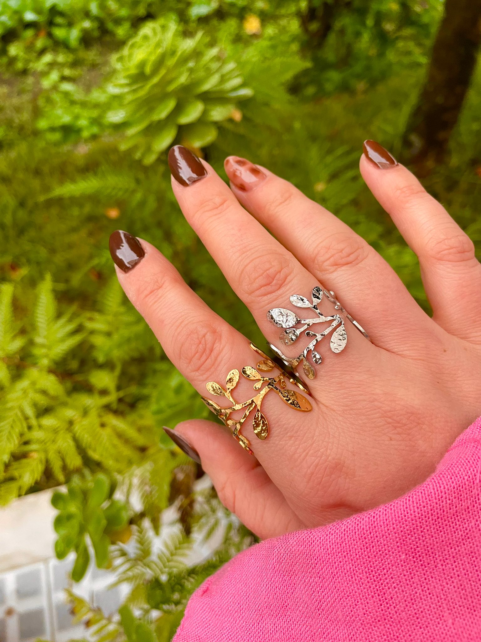 Anel efeito folhas ajustável